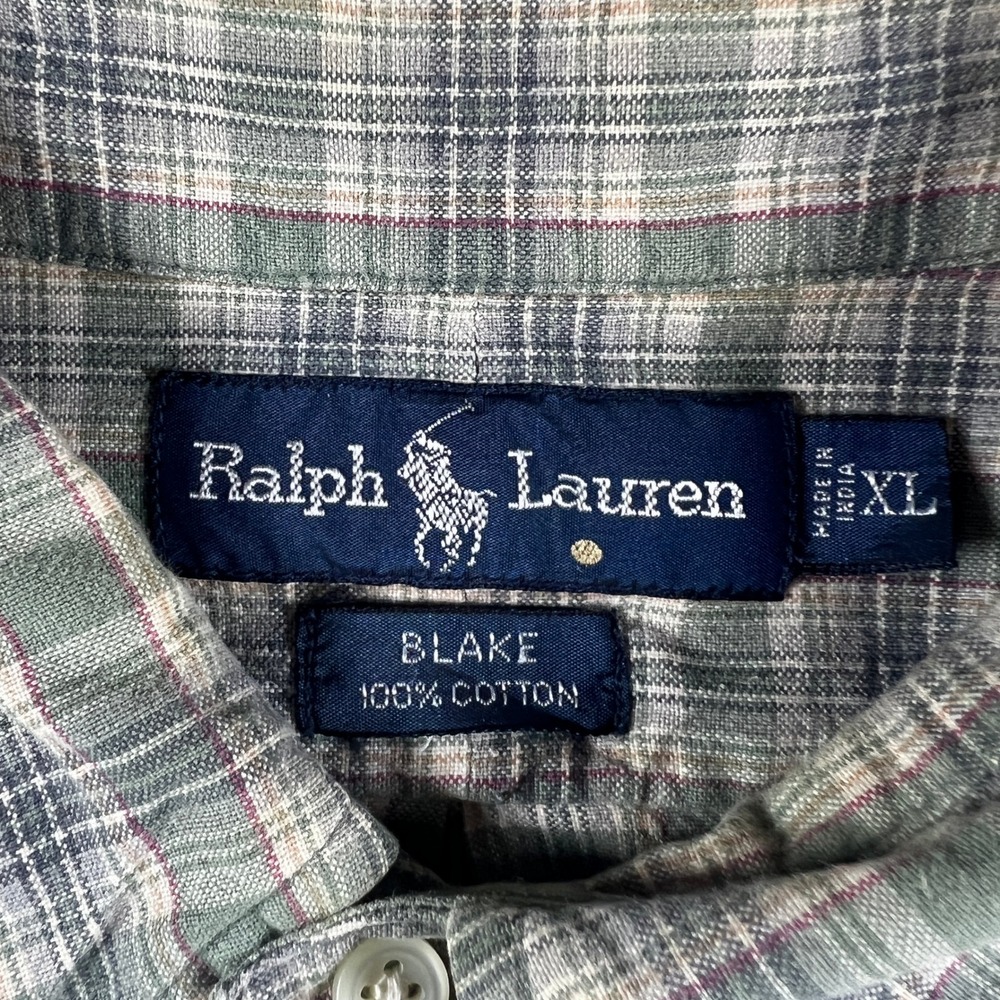 VTG Polo Ralph Lauren Blake Shirt Mens XL Green Plaid Button Down Long Sleeve - Picture 6 of 13